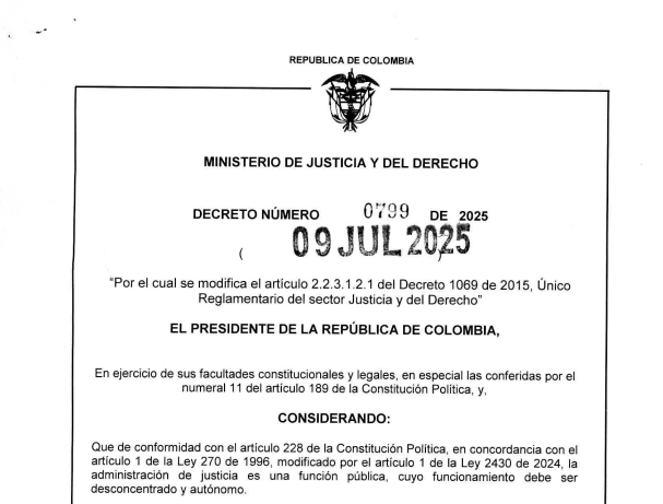 Nueva regla de reparto en acciones de tutela: Decreto 0799 del 9 de julio de 2025